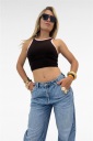 canotta crop costina bicolore